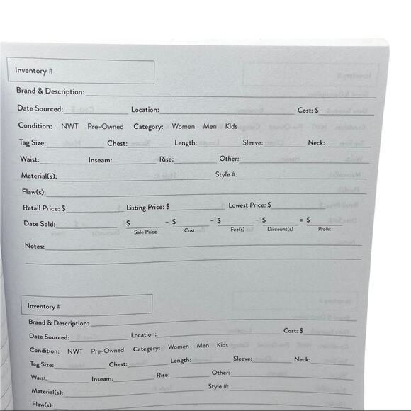 Reseller Inventory Log: Product Listing Notebook For Online Clothing Resellers - Picture 2 of 5